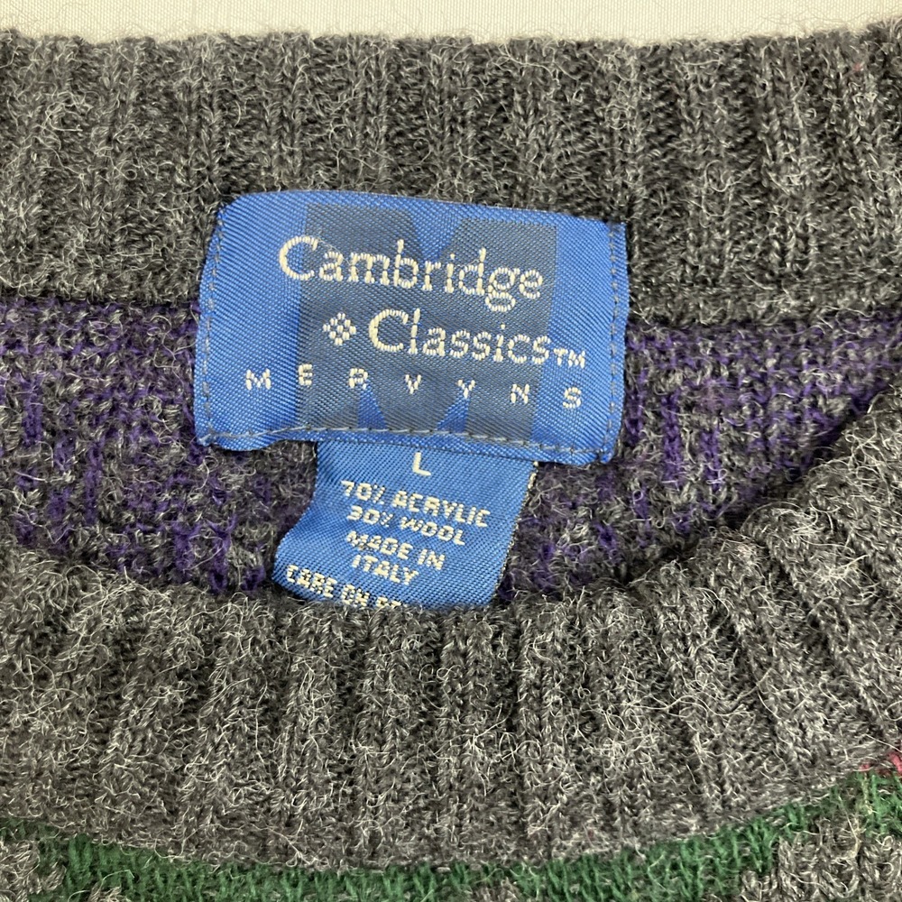 Vintage Cambridge Classics Pullover Geometric Knit Sweatshirt Men's Size Large - Picture 4 of 7